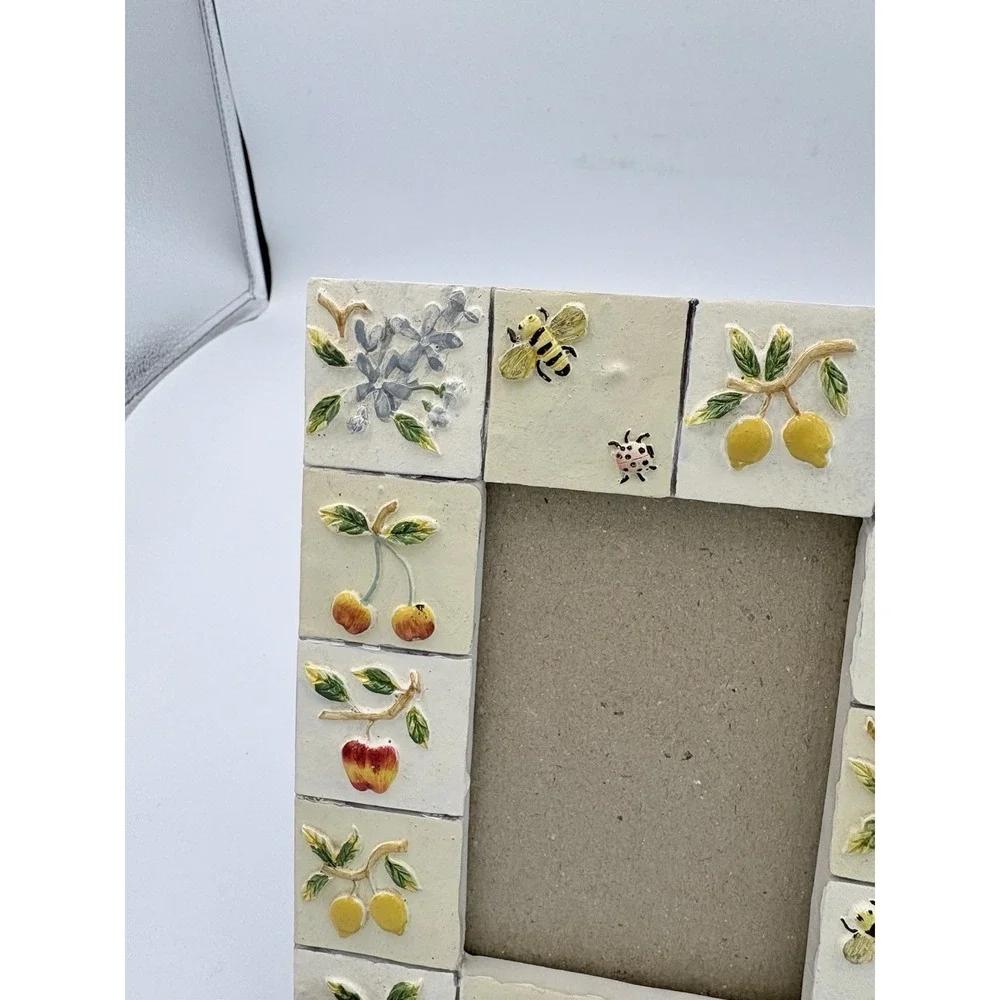 Vintage Fruit Floral Bee Tile Art 6x7 Picture‎ Frame 3x5 Picture No Glass Rd